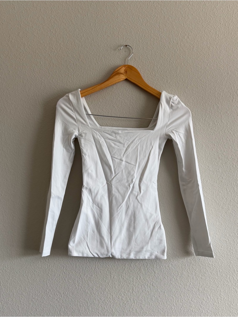 Aritzia White Square Neck Long Sleeve Top